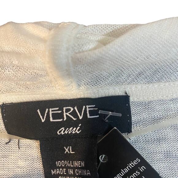 Verve Ami White 100% Linen Waterfall Draped Opened Front Cardigan Women Sz XL - Picture 3 of 7